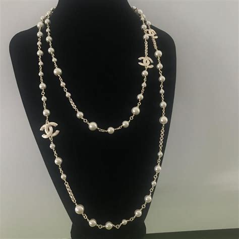 chanel pearl necklace etsy